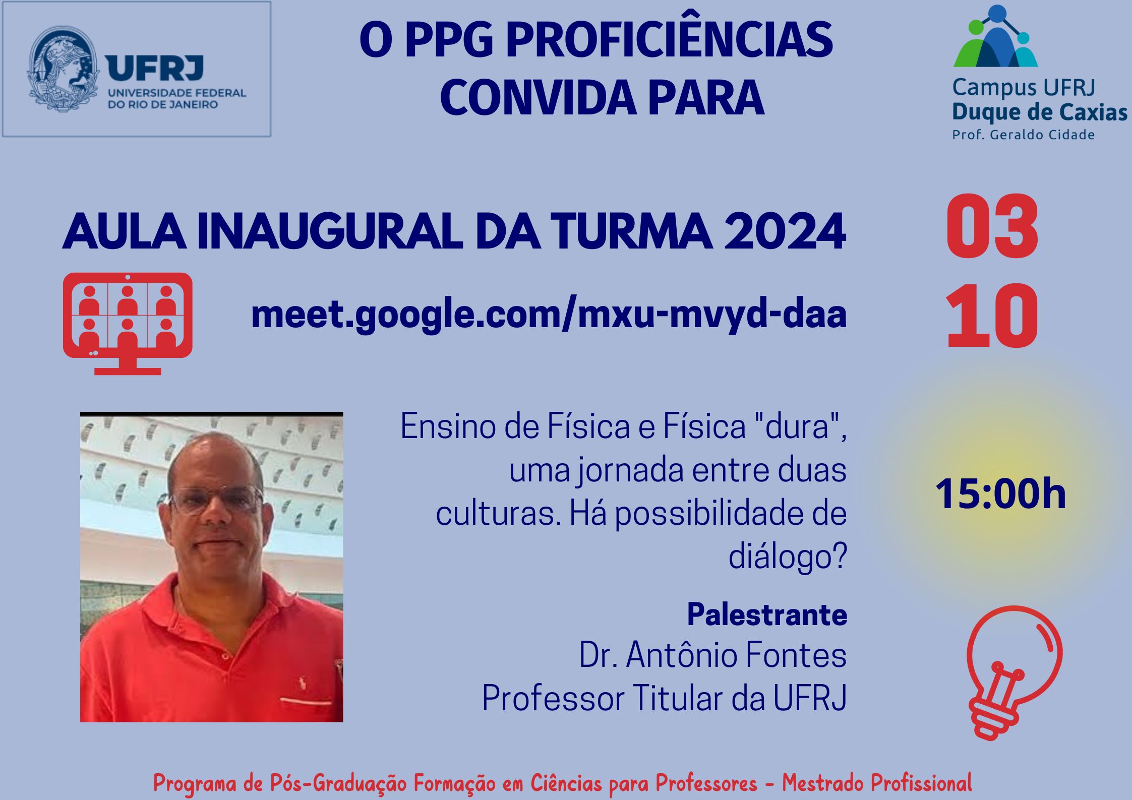 Aula inaugural do  PPG ProfiCiências 