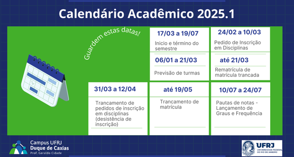 Calendário Acadêmico UFRJ Duque de Caxias 